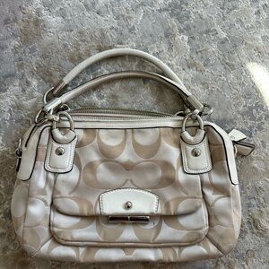 off white / cream coach bag leather handles